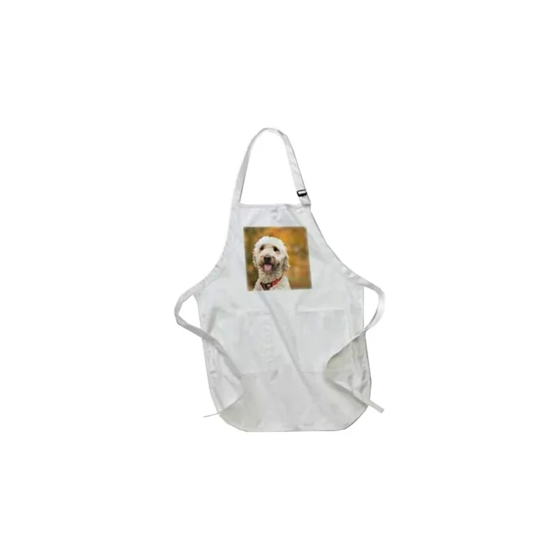 Labradoodle Dog Printed Apron With Pouch Pockets 22 x 24inch White