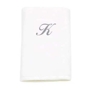 Letter K Printed White Bath Towel 70 x 140 cm, 650 GSM