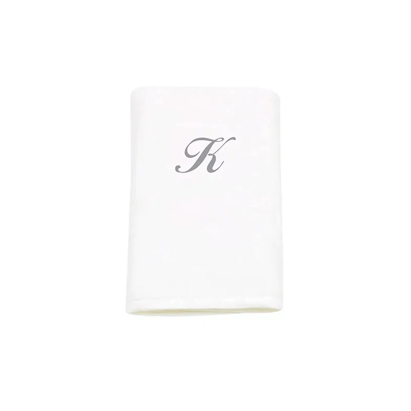 Letter K Printed White Bath Towel 70 x 140 cm, 650 GSM