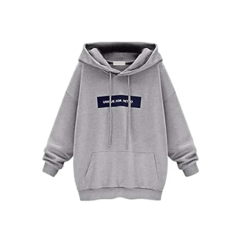 Letter Print Long Sleeve Hoodie (Grey)