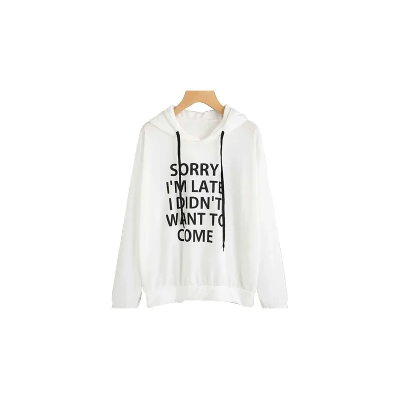 Letters Printed Loose Hoodie White