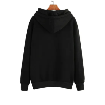 Long Sleeve Hooded Neck Letter Print Sweatshirt Black