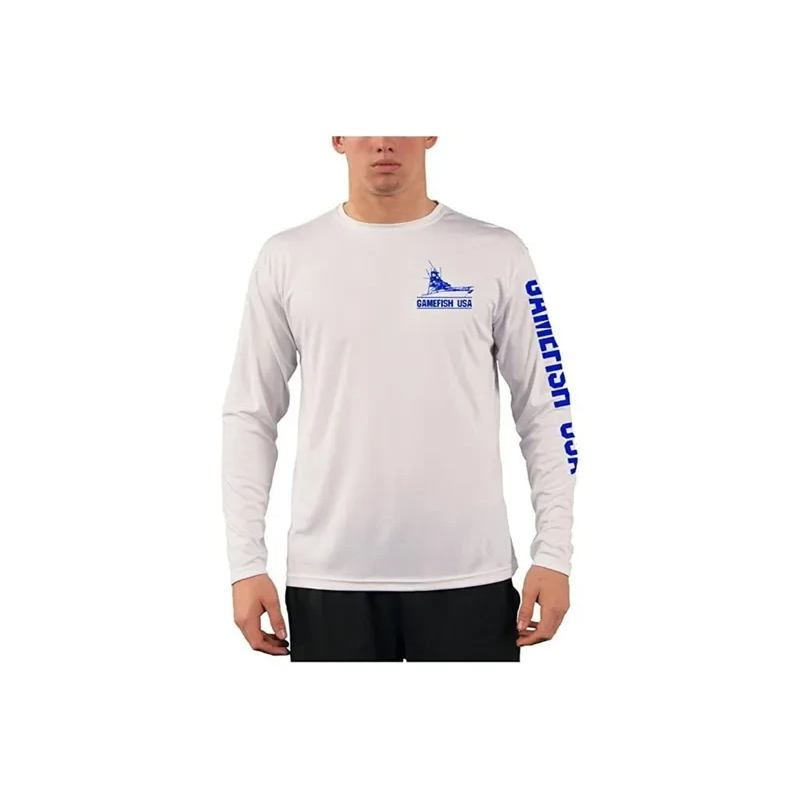 Long Sleeve Microfiber Moisture Wicking Performance Fishing Shirt Sport White