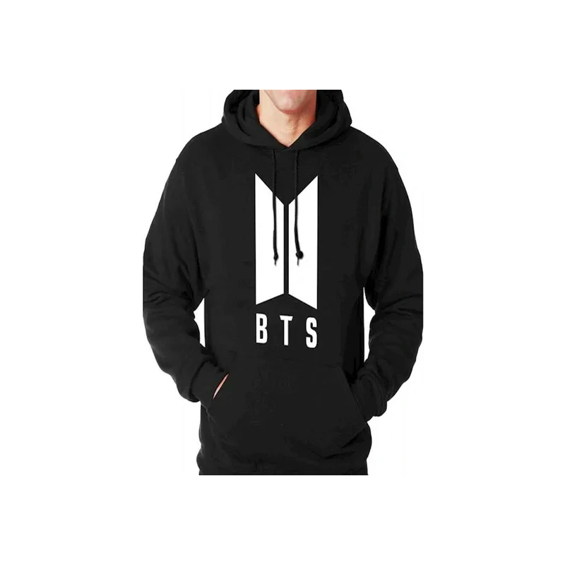 Long Sleeve Hoodie Sweatshirt Black/White