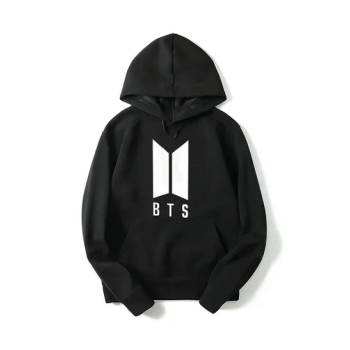 Long Sleeve Hoodie Sweatshirt Black/White