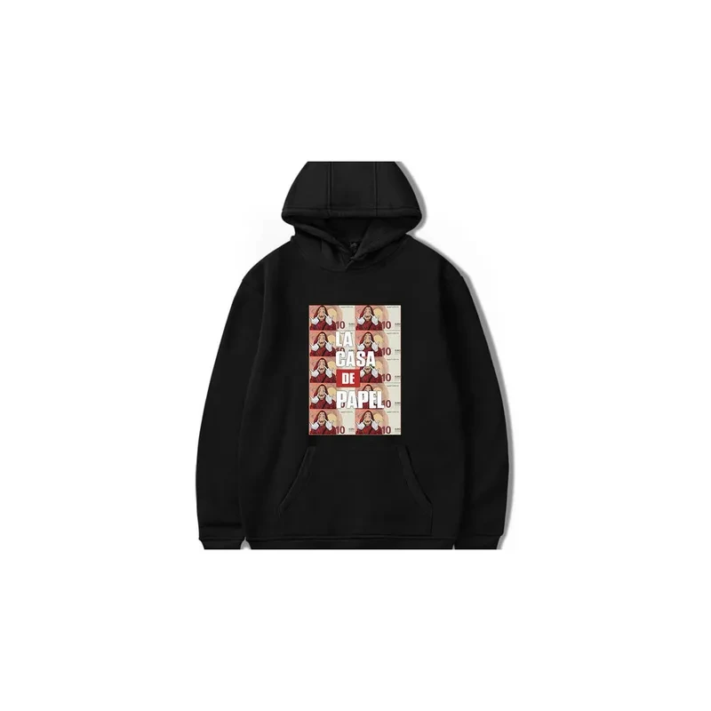 Long Sleeved Hoodie With Unique Pattern Black
