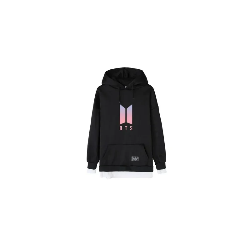 Long Sleeves Hoodie, Black/Pink