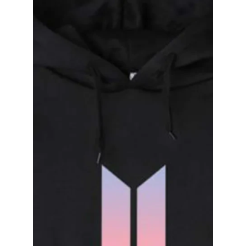 Long Sleeves Hoodie, Black/Pink