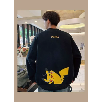 Long-sleeved Daily Wear Cartoon Pattern Fashion Top black