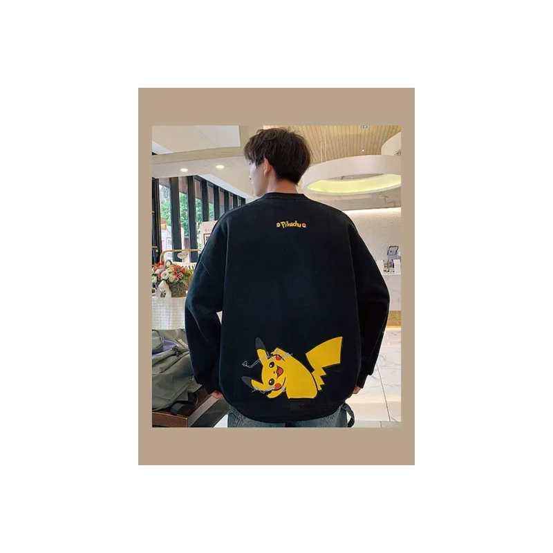 Long-sleeved Daily Wear Cartoon Pattern Fashion Top black