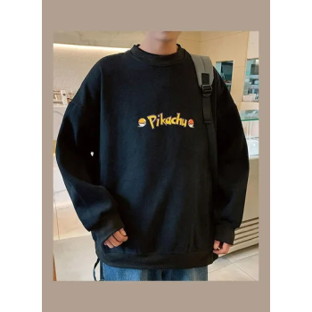 Long-sleeved Daily Wear Cartoon Pattern Fashion Top black