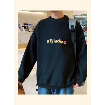 Long-sleeved Daily Wear Cartoon Pattern Fashion Top black