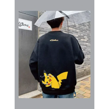 Long-sleeved Daily Wear Cartoon Pattern Fashion Top black