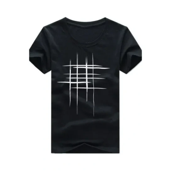 Line Cross Printed T-Shirt Black/White