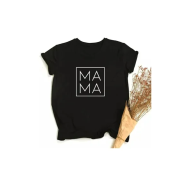 Mama Printed Women Casual Vintage Black T-shirt