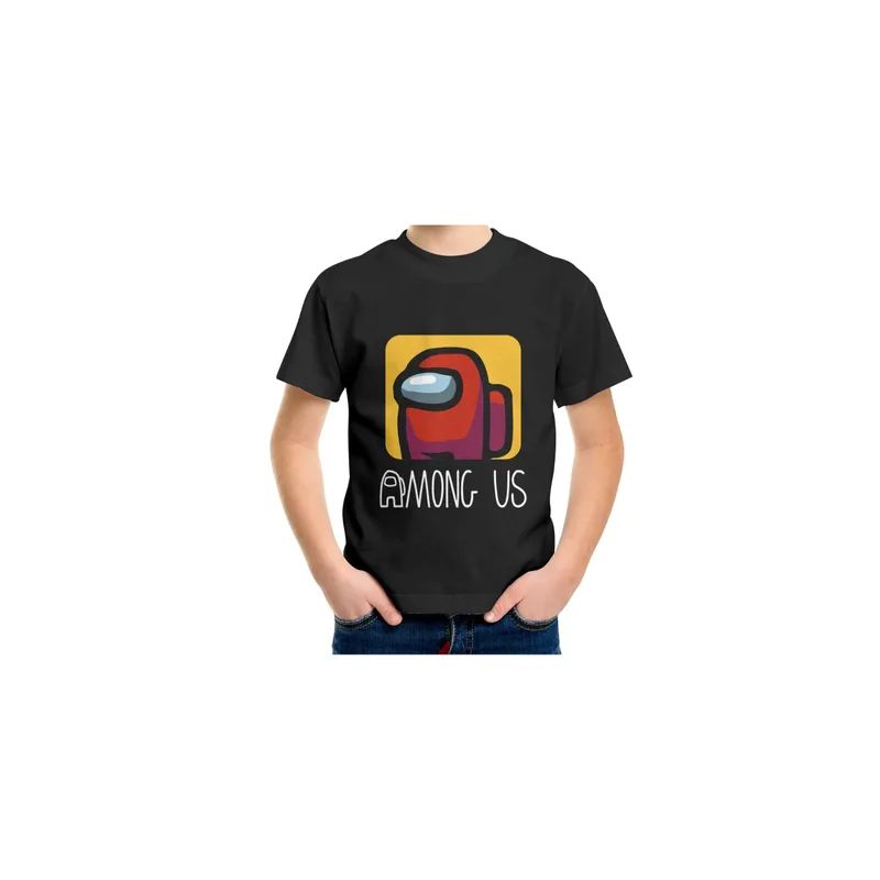 Among us Printed Black T-shirt Adult