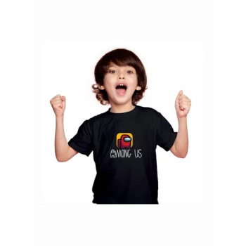 Among Us Printed Short Sleeves T-Shirt Black/Red/Yellow