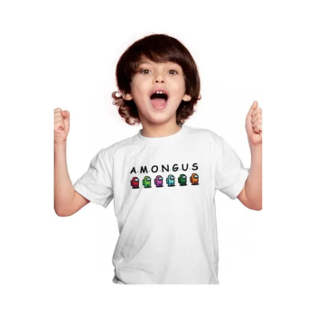 Among Us Printed T-Shirt White/Red/Black, Kids Unisex