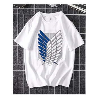 Attack On Titans Blue and White Printed T-shirt