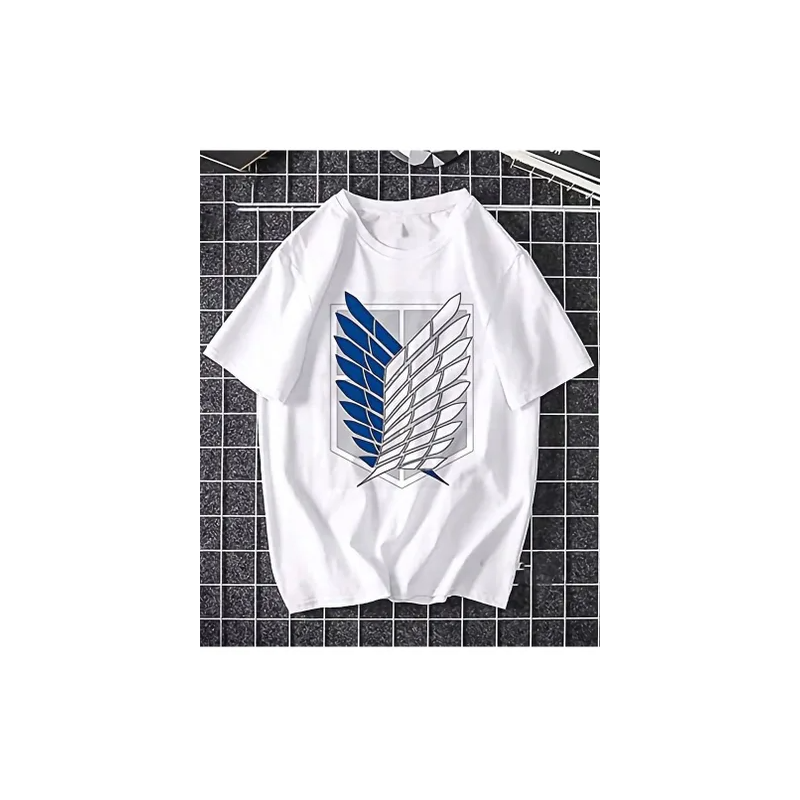 Attack On Titans Blue and White Printed T-shirt