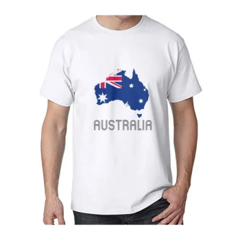Australia Round Neck Short Sleeve White T-shirt