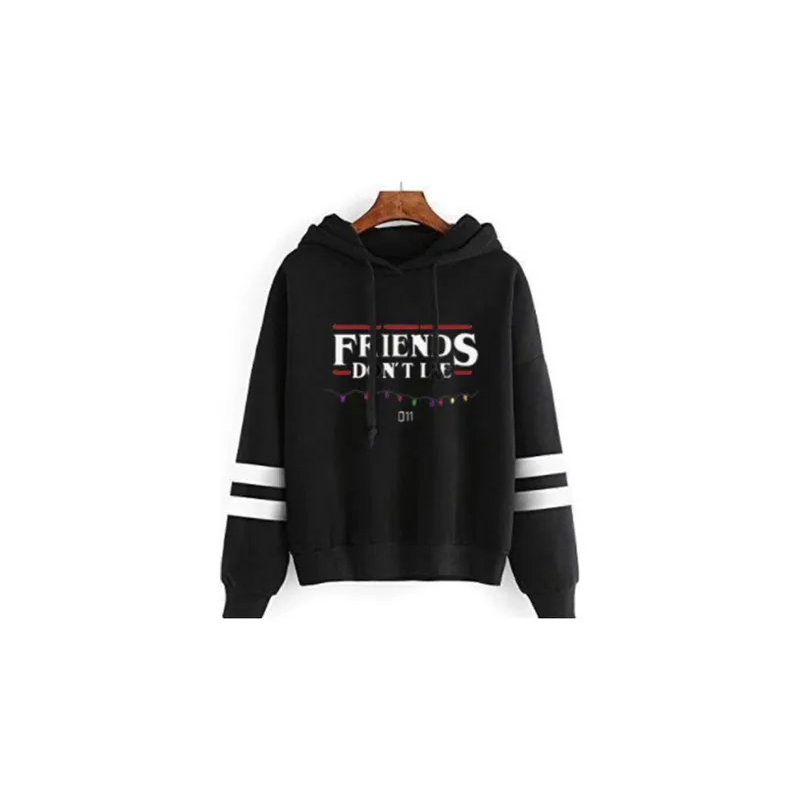 Autumn Winter Friends Printed Hoodie, Black/White