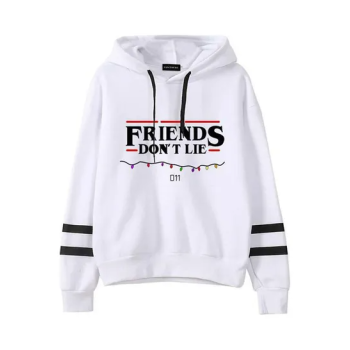Autumn Winter Friends Printed Hoodie, Black/White