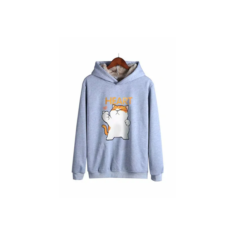Autumn Winter Pullover Hooded Sweater Grey