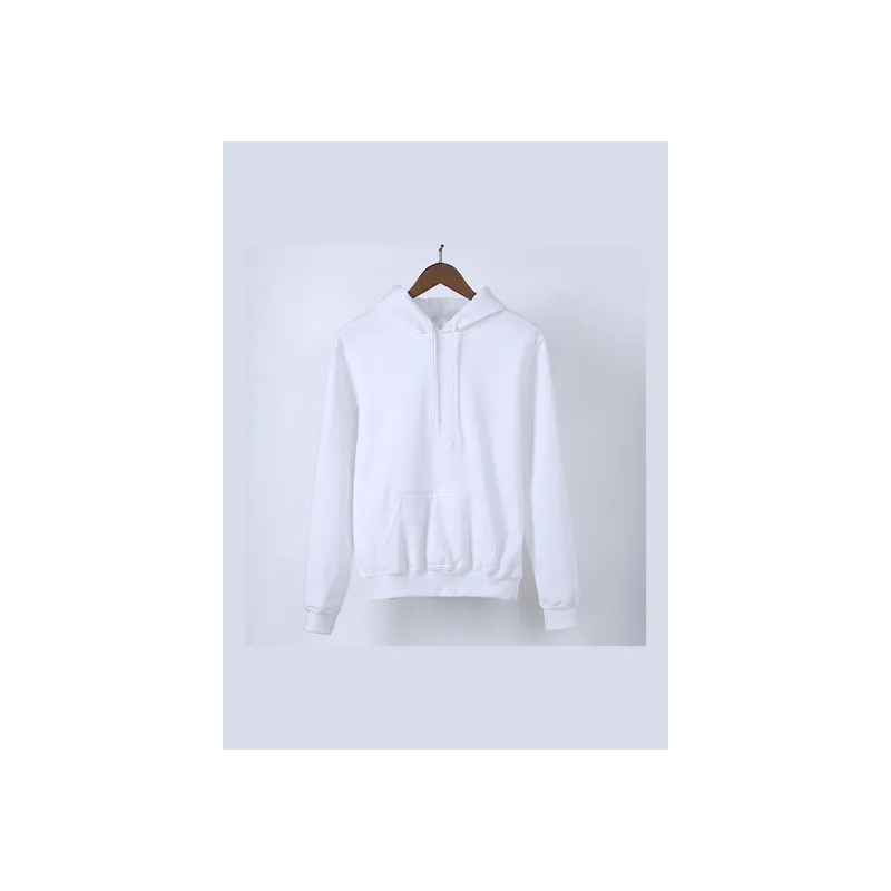 Autumn Solid Color Drawstring Sweatshirt White