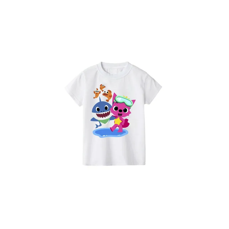 Baby Shark Printed Kids White T-shirt