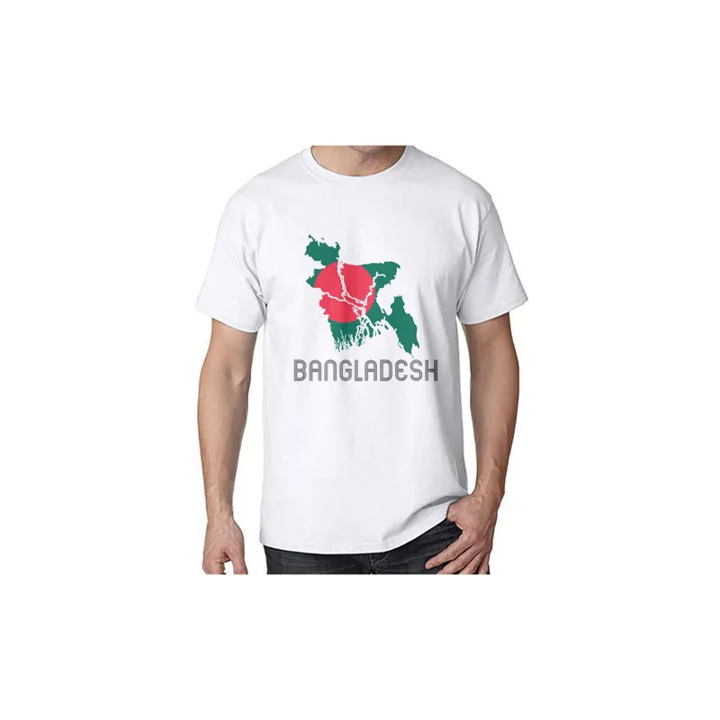 Bangladesh Round Neck Short Sleeve White T-shirt