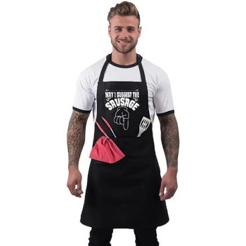 Bang Tidy Clothing Funny BBQ Apron Novelty Aprons Cooking Gifts for Men 100% Cotton 2 Pockets - May I Suggest The Sausage