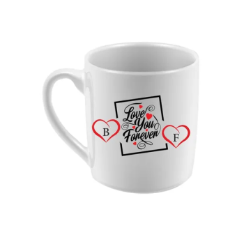 B&F Letters Printed Ceramic Mug For Coffee And Tea White Standard