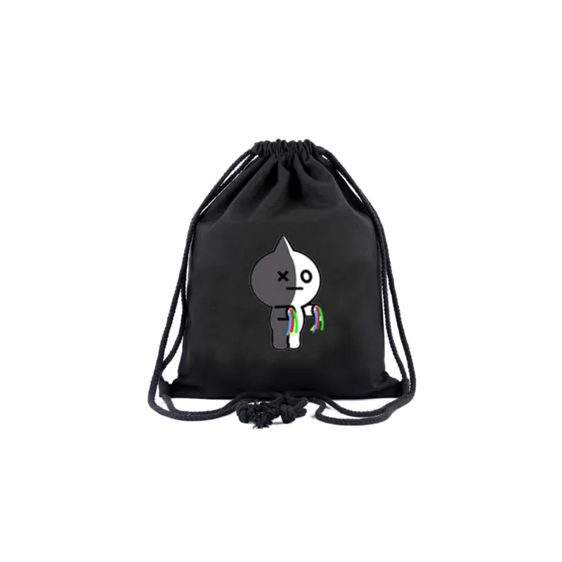 Bangtan Casual Drawstring Gym Sackpack Black