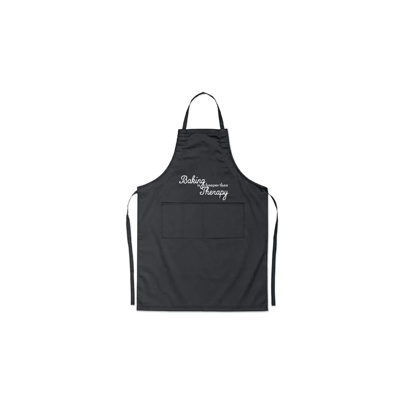 Baking Is Cheaper Than Therapy Printed Apron Black 98x69.5cm
