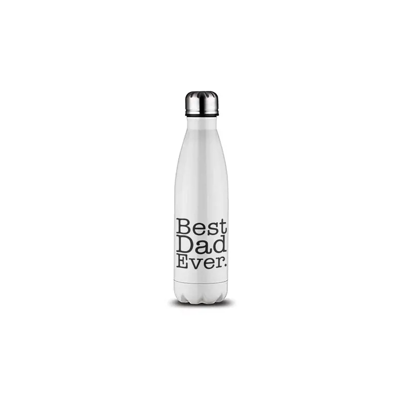 Best Dad Ever Black Printed Customized Attitude Insulated Double Wall Vacuum Stainless Steel Leak Proof Metal Sports Water Bottle