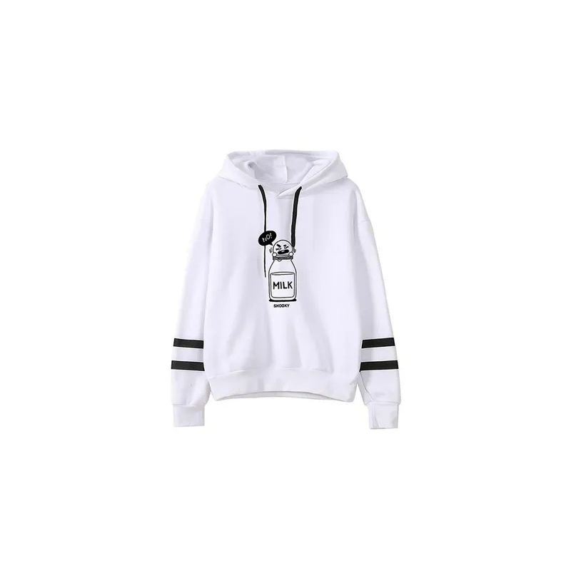 Bts Comics Logo Printing Long Sleeve Casual Hoodie White