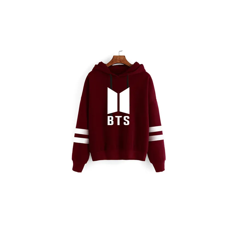 BTS Concert Logo Printed Casual Hoodie Red