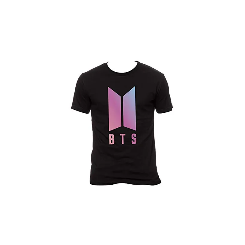 BTS Letter Printed Short-Sleeved T-Shirt Black