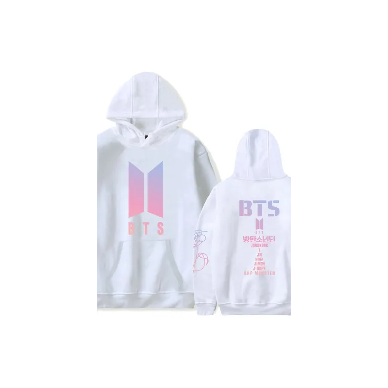 BTS Logo Printed Oversized Hoodie White