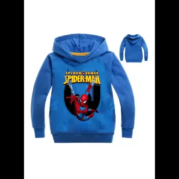 Spiderman Printed Hoodie Blue