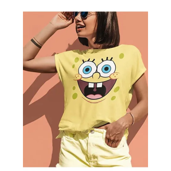 SpongeBob SquarePants Yellow Big Face Short Sleeve Unisex Adult T-Shirt