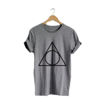 Spring And Summer New Triangle Pattern T-Shirt Grey