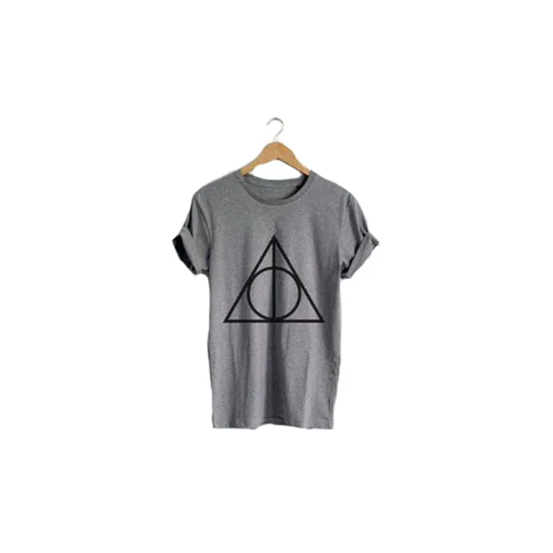 Spring And Summer New Triangle Pattern T-Shirt Grey