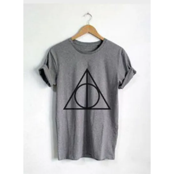 Spring And Summer New Triangle Pattern T-Shirt Grey