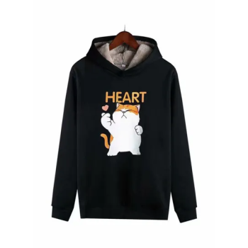 Squirrel Printed Hooded Sweater Black