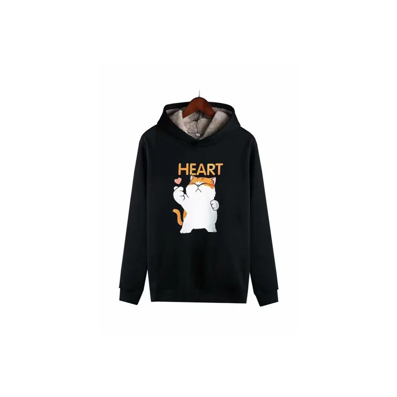 Squirrel Printed Hooded Sweater Black