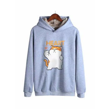 Squirrel Printed Hooded Sweater Grey