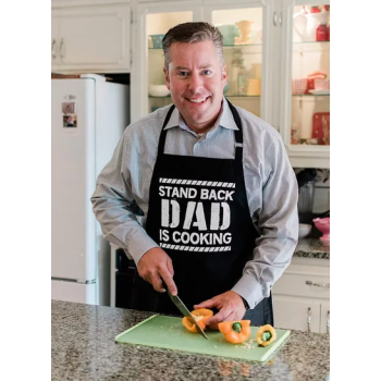 Stand Back Dad Is Cooking Printed Kitchen Cooking Adjustable Waterdrop Resistant Apron With Pockets
