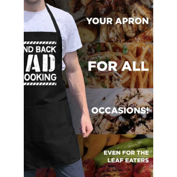 Stand Back Dad Is Cooking Printed Kitchen Cooking Adjustable Waterdrop Resistant Apron With Pockets